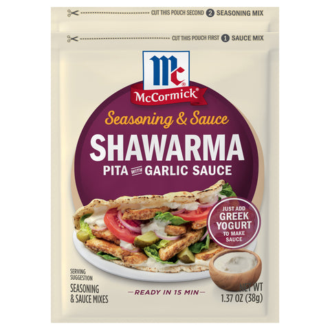 McCormick Shawarma Pita and Garlic Sauce Seasoning and Sauce - 1.37 OZ 6 Pack