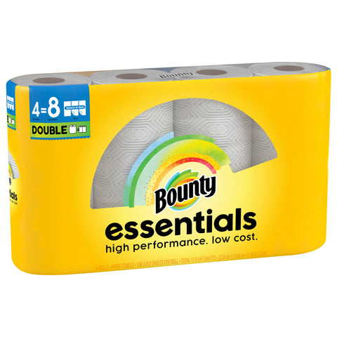 Bounty Essentials Select-A-Size Paper Towels, 4 Double Rolls, White, 108 Sheets Per Roll