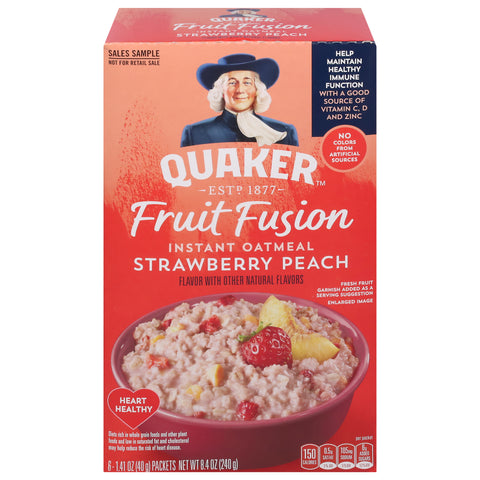 Quaker Fruit Fusion Instant Oatmeal Strawberry Peach 8.4 OZ