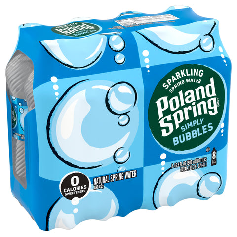 Poland Spring Sparkling Water, Simply Bubbles, 16.9 oz. Bottles (8 Count)