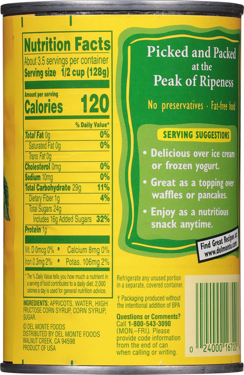 Del Monte Fruit Apricot Halves 15.25 OZ