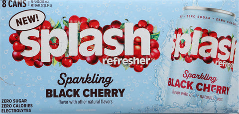 Splash Black Cherry Sparkling Water Beverage 8