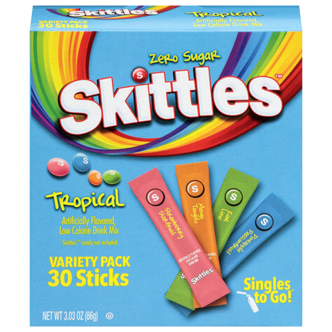 Skittles Singles To Go Tropical Drink Mix Variety Pack 30 ea
