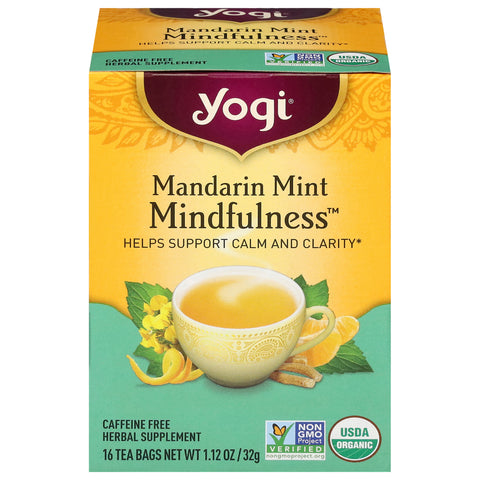 Yogi Mindfulness Mandarin Mint Herbal Tea 16 Tea Bags - 16 CT 6 Pack