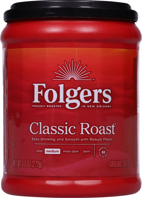 Folgers Classic Medium Roast Ground Coffee 9.6 OZ