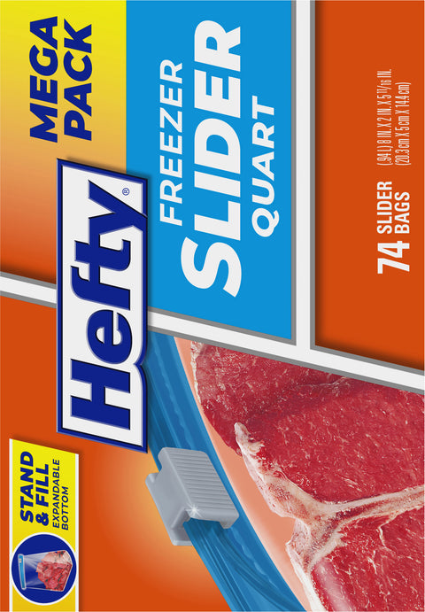 Hefty Slider Freezer Quart Bag 74 CT
