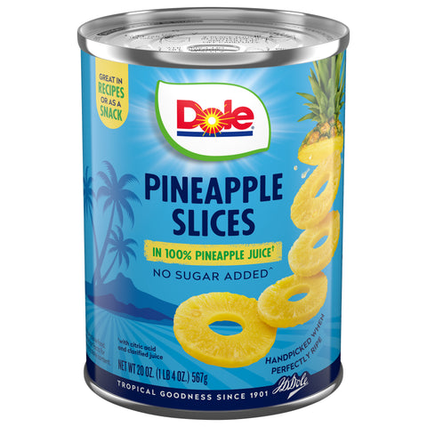Dole Pineapple Slices In 100% Juice 20 OZ