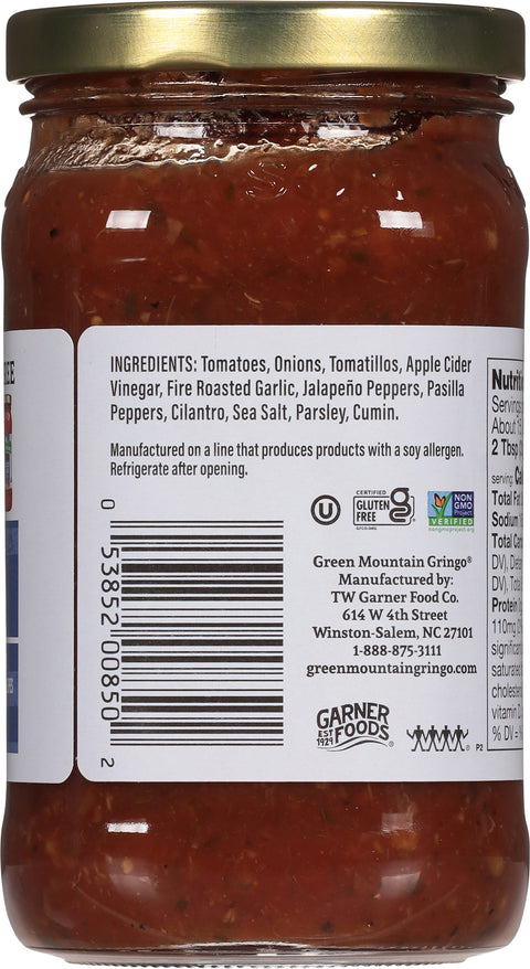 Green Mountain Gringo Cantina Style Roasted Garlic Salsa 16 oz