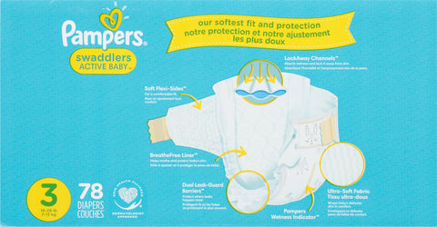 Pampers Diapers Active Baby 3 (16-28 lb) Super Pack 78 CT