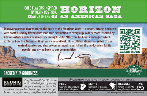 Green Mountain Coffee Roasters Horizon Blend By Kevin Costner Dark Roast Coffee 3.7 OZ