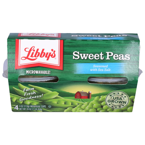 Libby's Microwavable Sweet Peas 4 - 4 oz Cups - 6 Pack