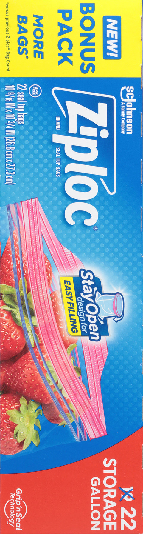 Ziploc Gallon Storage Seal Top Bags Bonus Pack 22 Bags