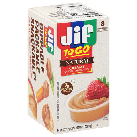 Jif To Go Natural Creamy Peanut Butter Spread 8