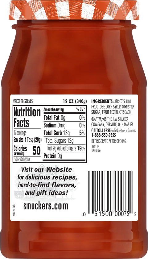Smucker's Preserves Apricot 12 OZ
