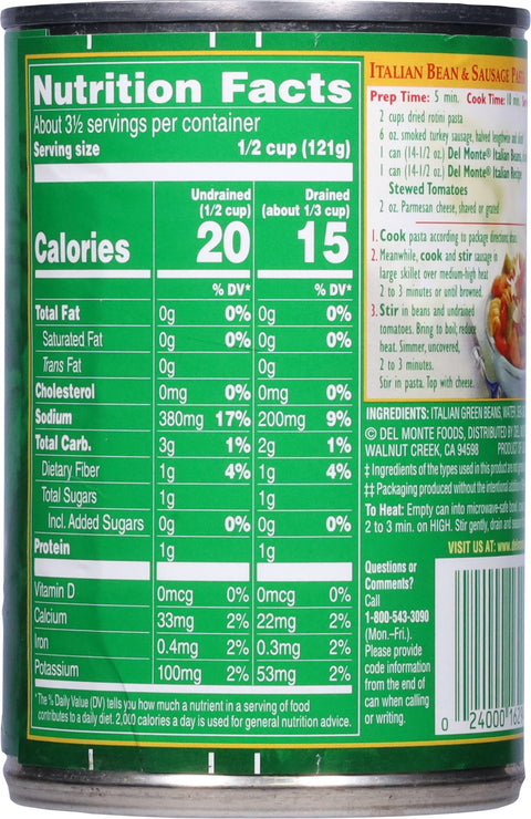 Del Monte Vegetables Fresh Cut Italian Beans 14.5 OZ