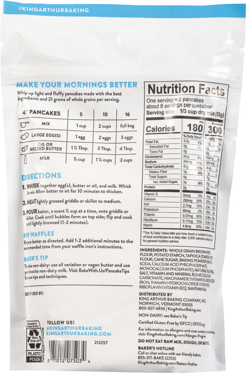 King Arthur Gluten Free Pancake Mix 15 OZ