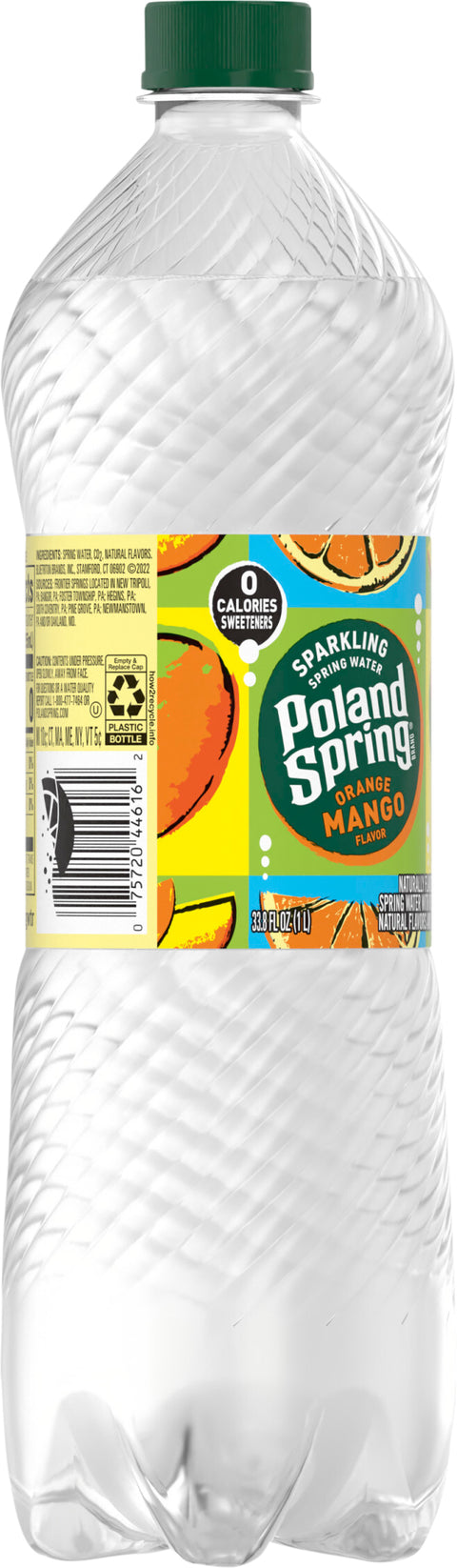 Poland Spring Sparkling Water, Orange Mango, 33.8 oz. Plastic Bottle