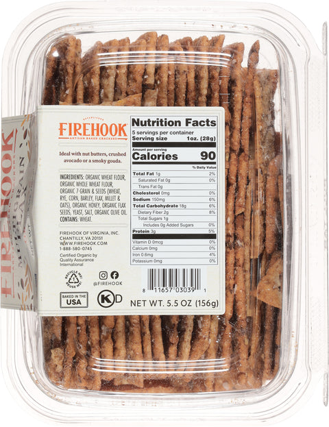 Firehook Organic Multigrain Flax Artisan Baked Crackers 5.5 oz