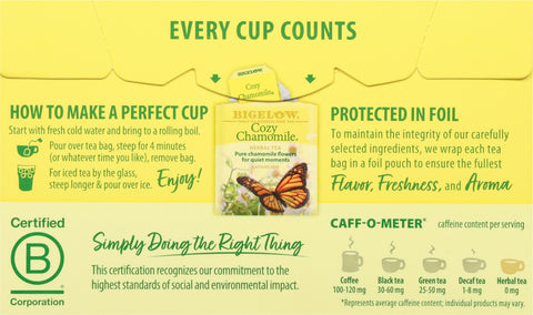 Bigelow Cozy Chamomile Herbal Tea 20 CT