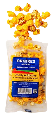 Argires Snacks Utterly Addictive Cheddarcorn & Caramel Mix Popcorn - 1.7 oz 60 Pack