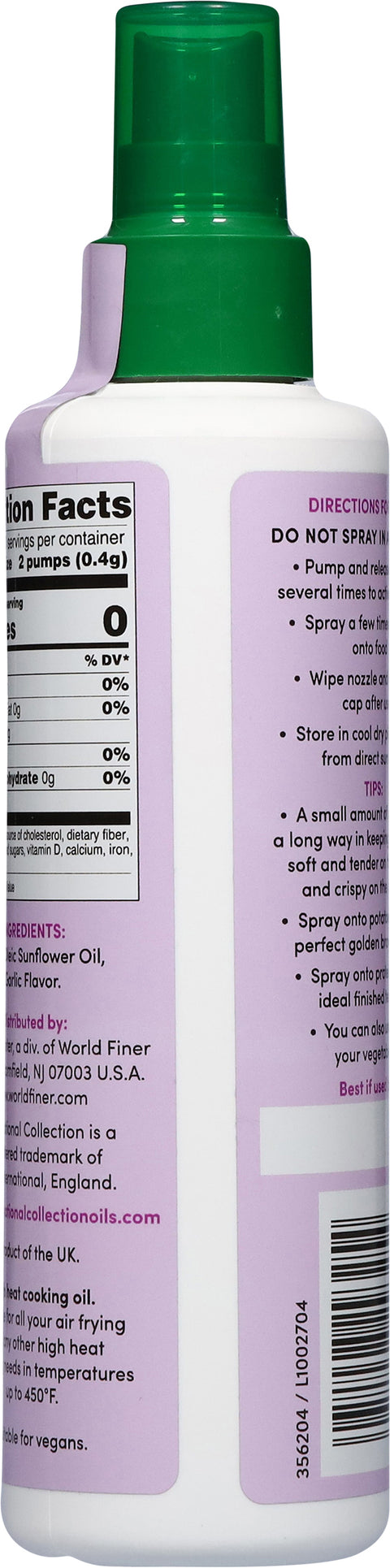 International Collection Garlic Flavored High Oleic Sunflower Oil Air Fryer Spray Oil 6.7 fl oz