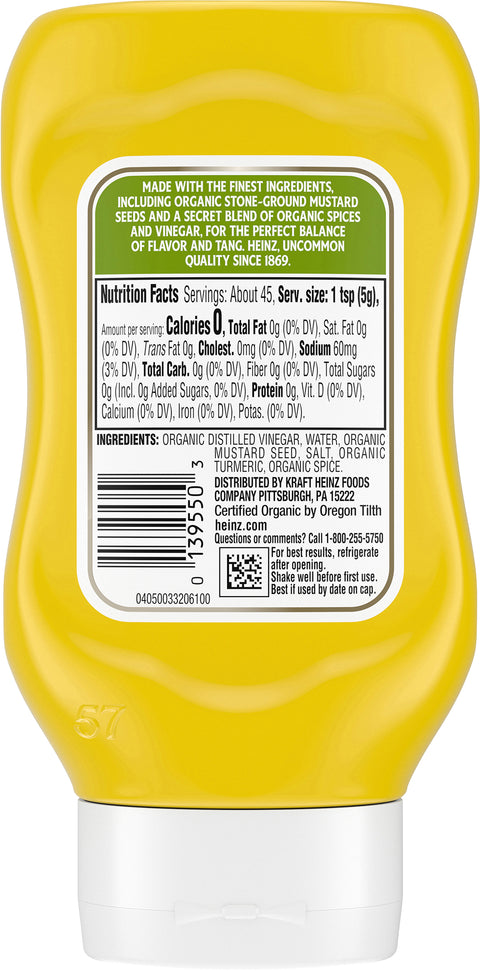 Heinz Organic Yellow Mustard 8 OZ