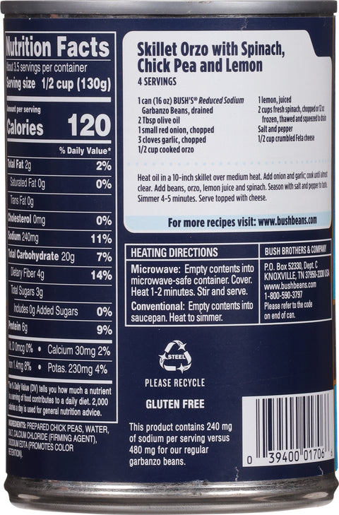 Bush's Beans Reduced Sodium Garbanzo 16 OZ