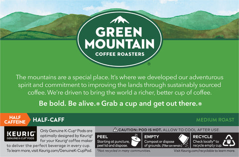 Green Mountain Coffee Roasters, Half Caff Medium Roast K-Cup Coffee Pods 3.3 OZ