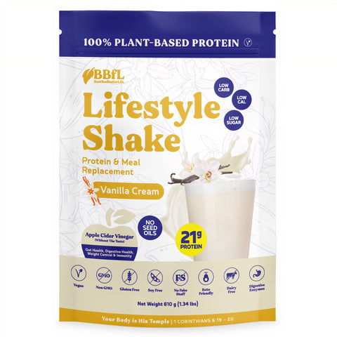 BBfL BBfL Vegan Meal Replacement Protein Shakes,  (15 Servings, Vanilla Cream) - 1.34 LB 6 Pack