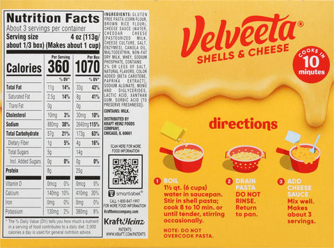 Velveeta Gluten Free Original Shells & Cheese 12 oz