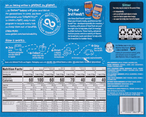 Gerber Fruit & Veggie Purees Baby Food 128 OZ