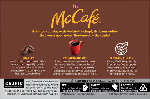 McCafe Premium Roast Coffee, Single Serve Keurig K-Cup Pods, Medium Roast, 10 Count