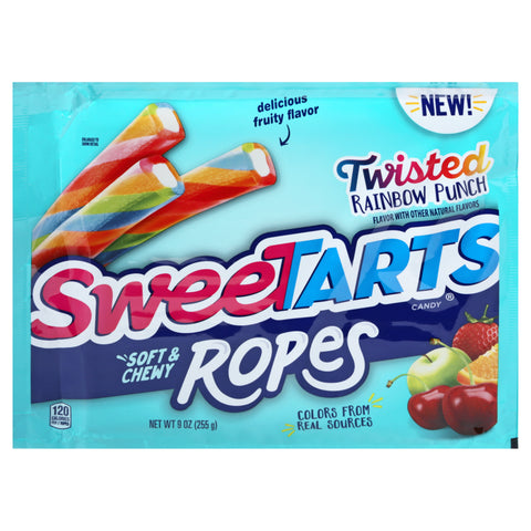 Sweetarts Soft & Chewy Ropes Twisted Rainbow Punch Candy 9 oz - 12 Pack