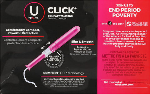 U by Kotex Click Regular/Super Compact Unscented Tampons 45 ea