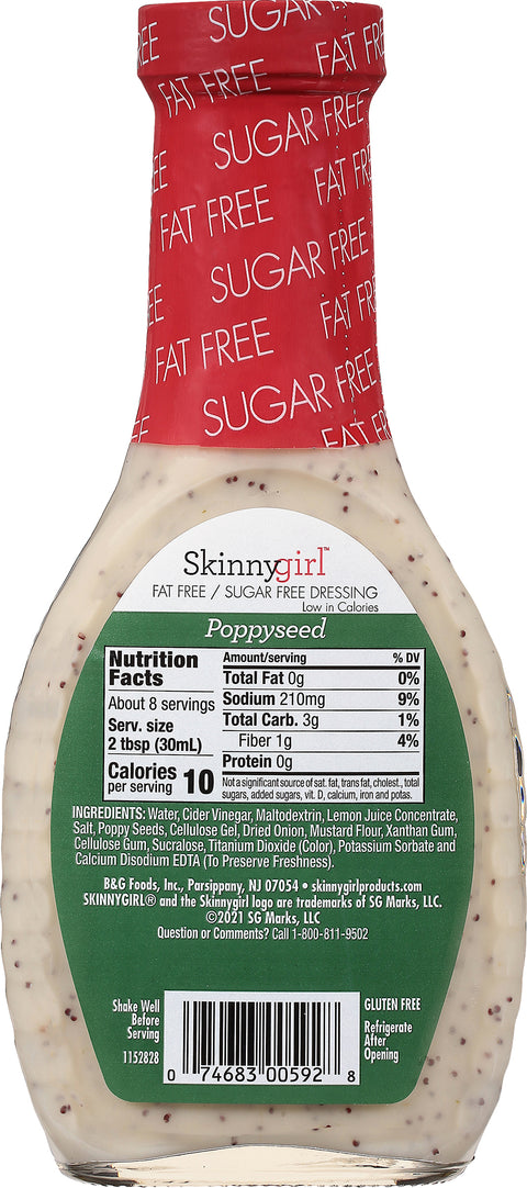Skinny Girl Dressing Fat Free/Sugar Free Poppyseed 8 FZ