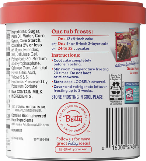 Betty Crocker Whipped Vanilla Frosting 12 OZ