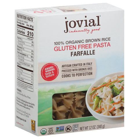 Jovial Organic Brown Rice Pasta Farfalle 12 oz