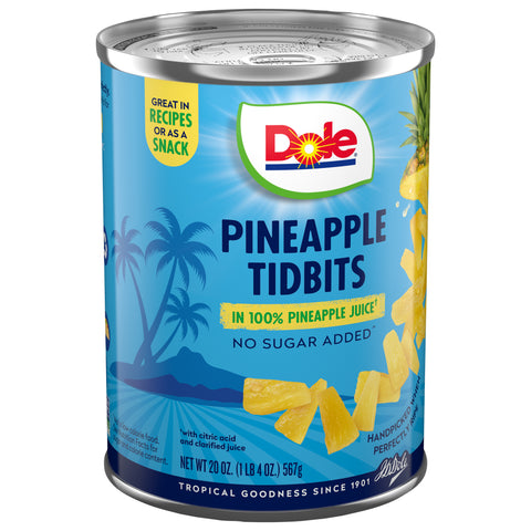Dole Pineapple Tidbits In 100% Juice 20 OZ