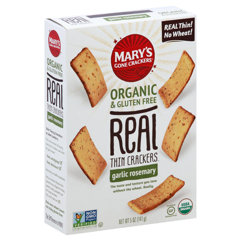 Mary's Gone Crackers Organic Real Thin Garlic Rosemary Crackers 5 oz - 6 Pack