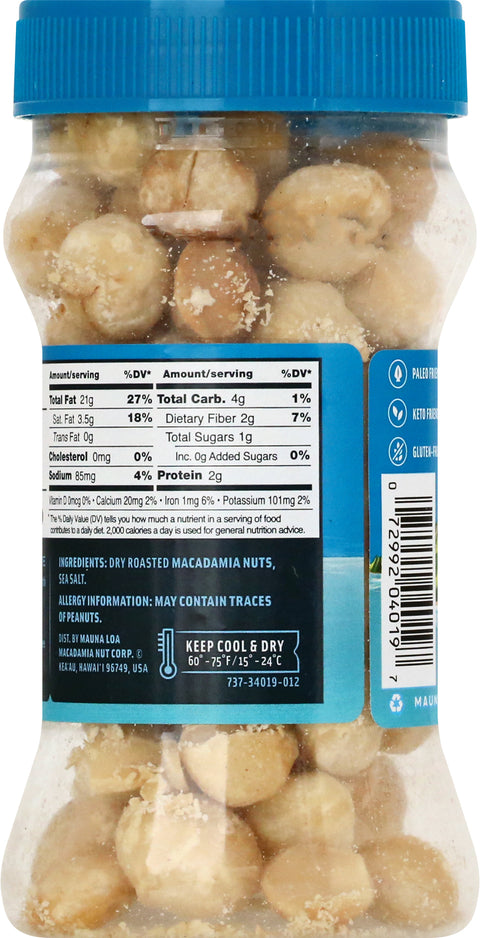Mauna Loa Dry Roasted Hawaiian Sea Salt Macadamias 6 oz