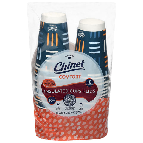 Chinet Hot Comfort Cups With Lids 18 CT