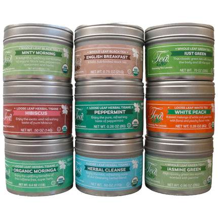 Heavenly Tea Leaves 9 Flavor Variety Pack, Loose Leaf Tea Sampler, 9 Assorted Teas & Herbal Tisanes - 9 OZ 8 Pack