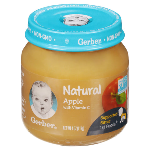 Gerber Natural Supported Sitter 1st Foods Apple with Vitamin C 4 oz