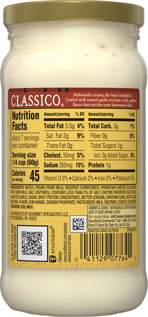 Classico Sauce Pasta Roasted Garlic Alfredo 15 OZ