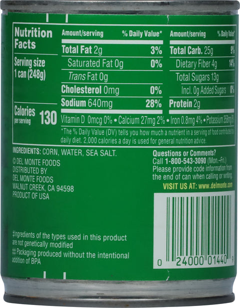 Del Monte Vegetables Fresh Cut Whole Kernel Corn 8.75 OZ