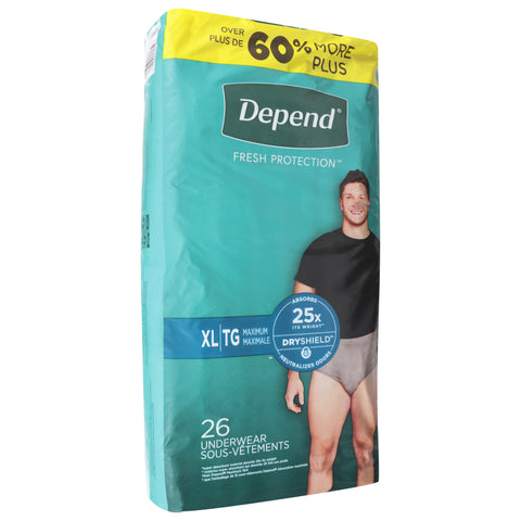 Depend Fresh Protection Maximum Underwear Men XL 26 ea