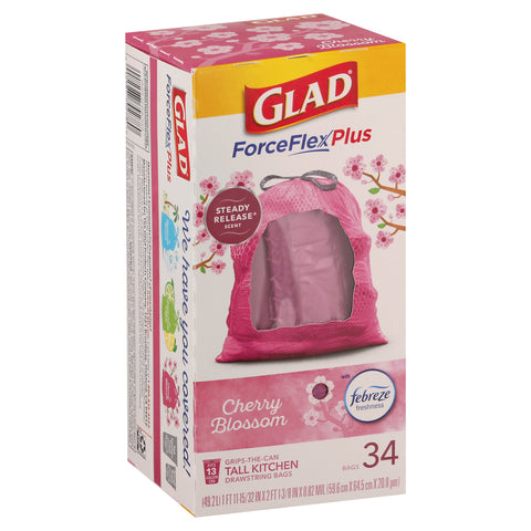 Glad Tall Kitchen Cherry Blossom Trash Bags 34 CT