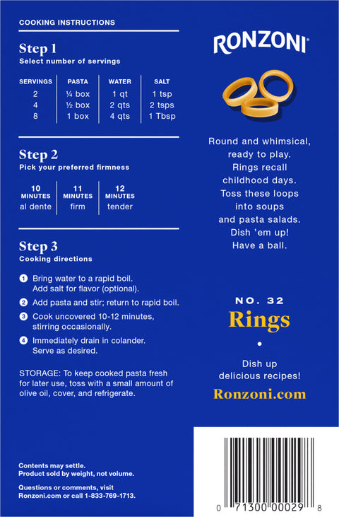 Ronzoni Pasta Rings 16 OZ