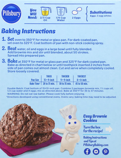 Pillsbury Dark Chocolate Brownie Mix Family Size 18.4 OZ
