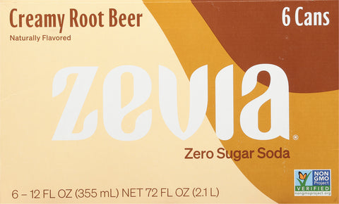 Zevia Zero Sugar Creamy Root Beer Soda  72 FZ